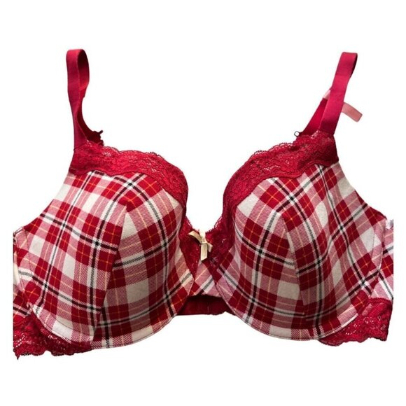 Ambrielle Other - Ambrielle Organic Cotton Demi Classic Racerback Red Plaid Bra Size 38D